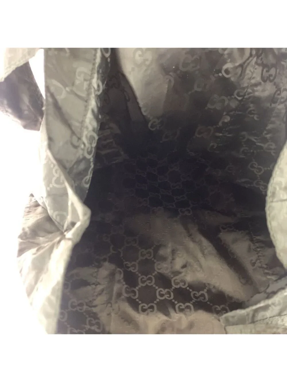 Gucci GG Pattern Teddy Bear Packable Black Nylon Tote